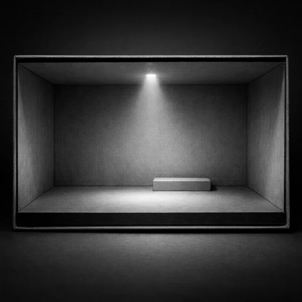 A room suggesting perspective, framing, and world-formation