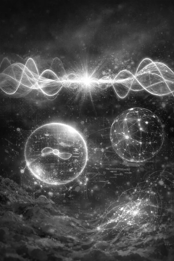 Abstract quantum image suggesting structure, uncertainty, and information